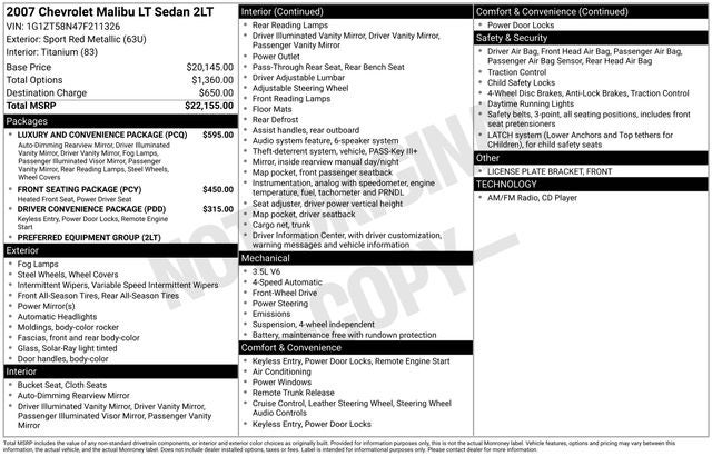 2007 Chevrolet Malibu LT 2LT