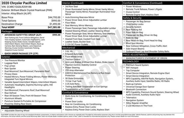 2020 Chrysler Pacifica Limited