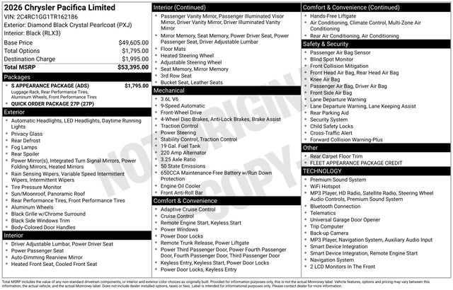 2026 Chrysler Pacifica Limited