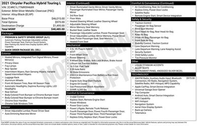 2021 Chrysler Pacifica Hybrid Touring L