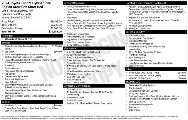 2024 Toyota Tundra Hybrid 1794 Edition