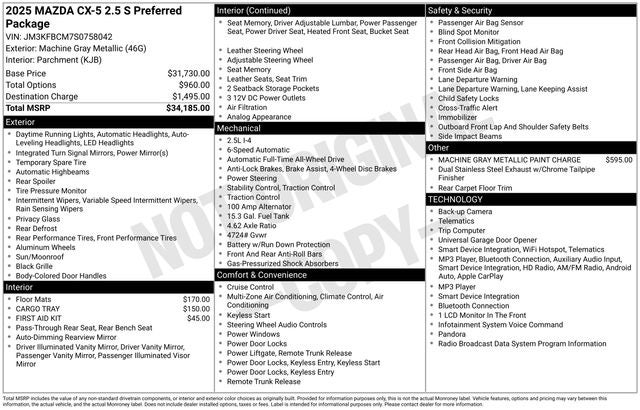 2025 Mazda Mazda CX-5 2.5 S Preferred Package