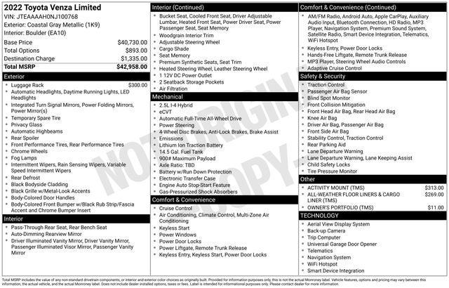 2022 Toyota Venza Base