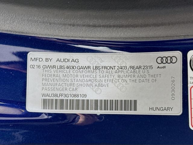 2016 Audi A3 2.0T Premium Plus quattro